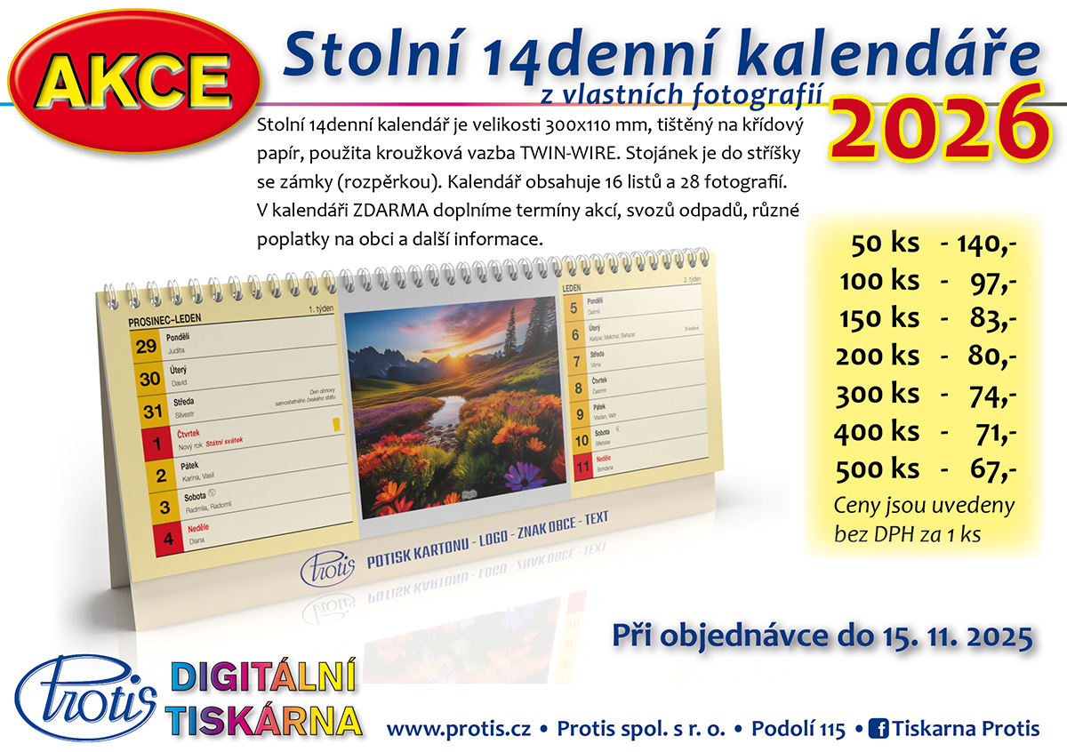 Kalendář stolní čtrnáctidenní 2025