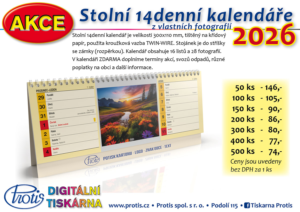 Kalendář stolní čtrnáctidenní 2025