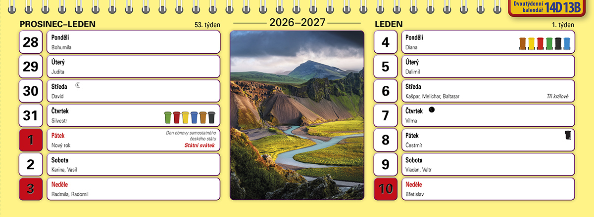 14denní kalendář 2027 vzor 14D 13B