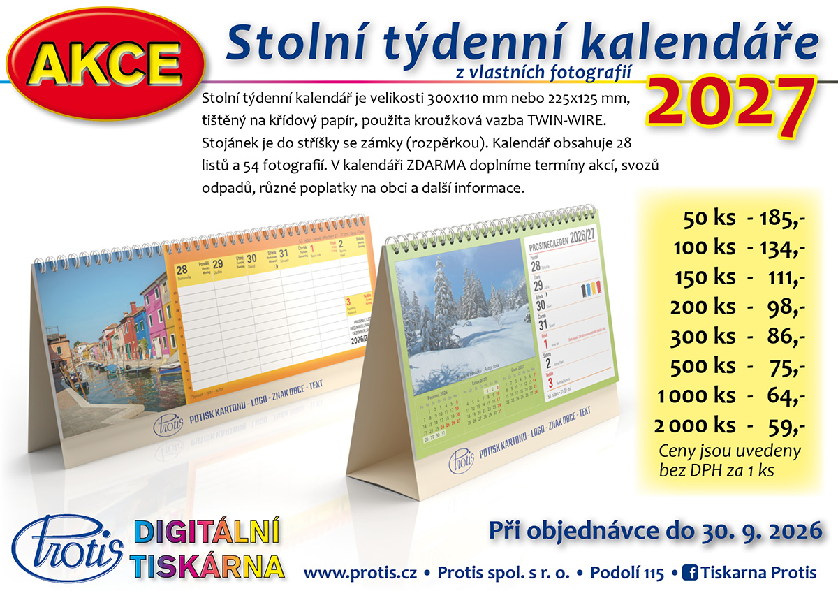Stolní kalendář 2027 týdenní