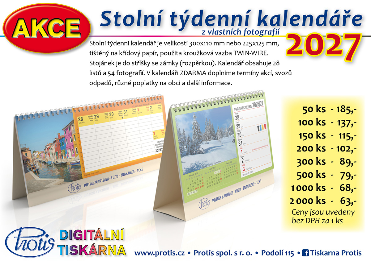 Stolní kalendář 2027 týdenní